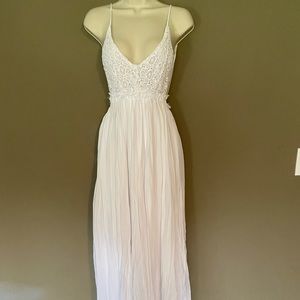 White backless maxi dress